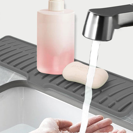 Silicone Long Drain Mat for Sink Non-Slip Water Diversion Kitchen Bathroom