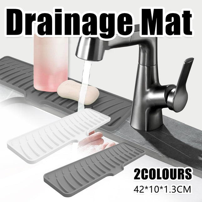 Silicone Long Drain Mat for Sink Non-Slip Water Diversion Kitchen Bathroom
