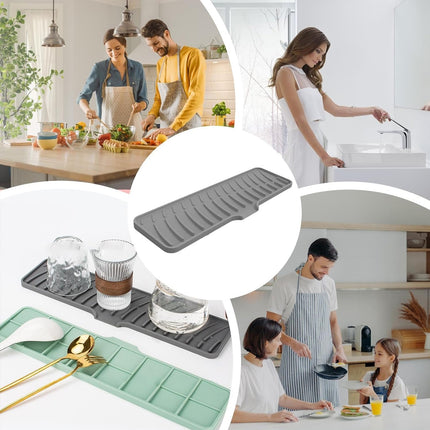 Silicone Long Drain Mat for Sink Non-Slip Water Diversion Kitchen Bathroom