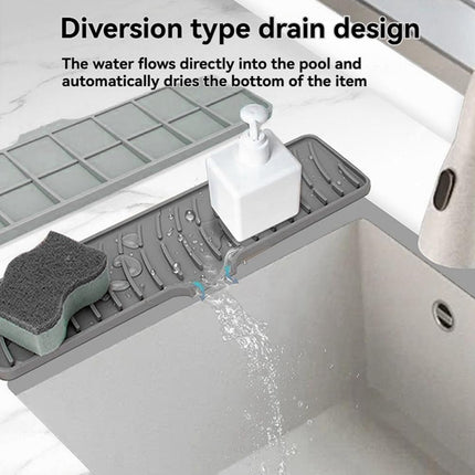 Silicone Long Drain Mat for Sink Non-Slip Water Diversion Kitchen Bathroom