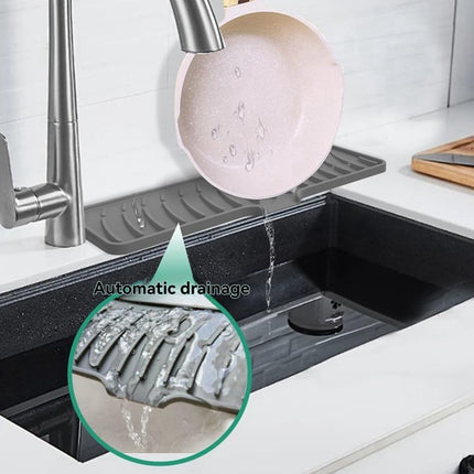 Silicone Long Drain Mat for Sink Non-Slip Water Diversion Kitchen Bathroom