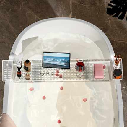 Bath Tub Storage Shelf Bathroom Adjustable Drainage Shelf Organizer Space Saving