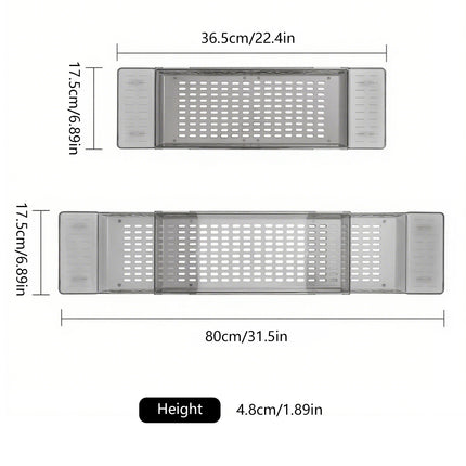 Bath Tub Storage Shelf Bathroom Adjustable Drainage Shelf Organizer Space Saving
