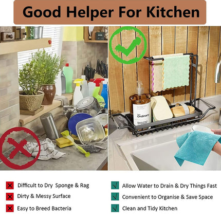 Stainless Steel Retractable Drain Basket Rack Space Saving For Kitchen Sink