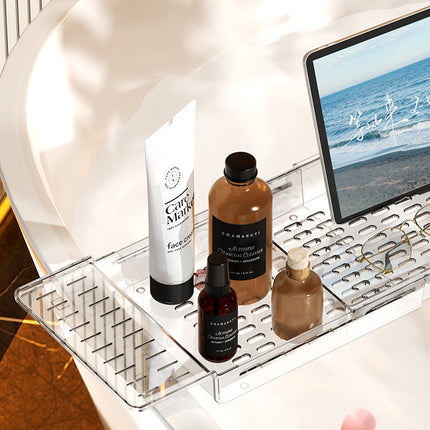 Bath Tub Storage Shelf Bathroom Adjustable Drainage Shelf Organizer Space Saving