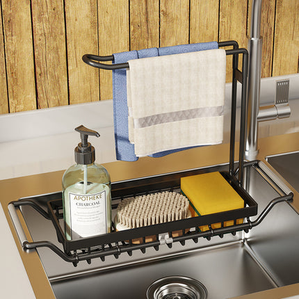 Stainless Steel Retractable Drain Basket Rack Space Saving For Kitchen Sink