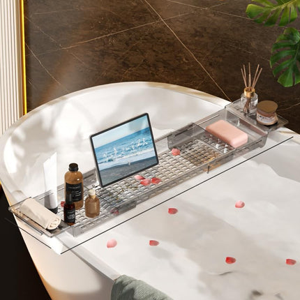 Bath Tub Storage Shelf Bathroom Adjustable Drainage Shelf Organizer Space Saving