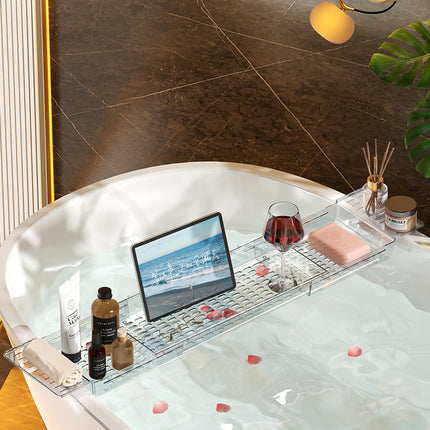 Bath Tub Storage Shelf Bathroom Adjustable Drainage Shelf Organizer Space Saving