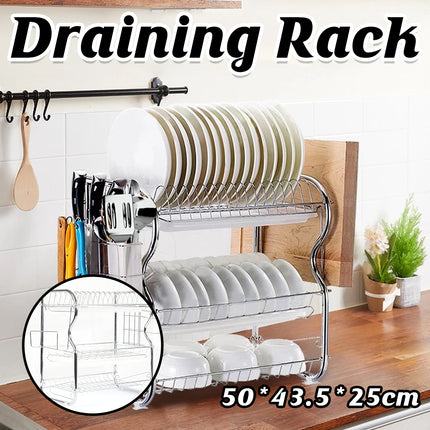 Kitchen Bowl Dish Rack Drainer Storage Cutlery Holder Cupboard Organizer
