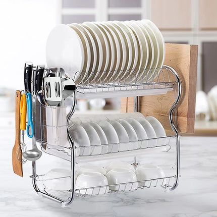 Kitchen Bowl Dish Rack Drainer Storage Cutlery Holder Cupboard Organizer