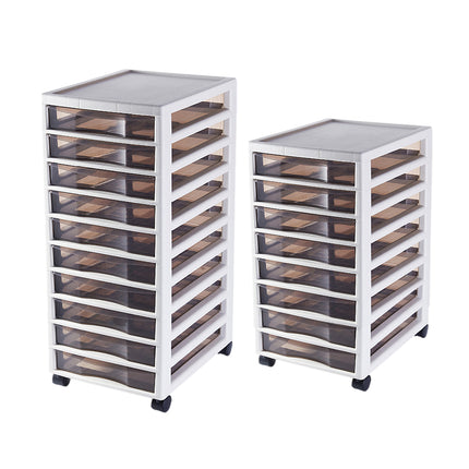 8/10 Tier Office Storage Transparent File Cabinet with Wheels Easy to Use AU