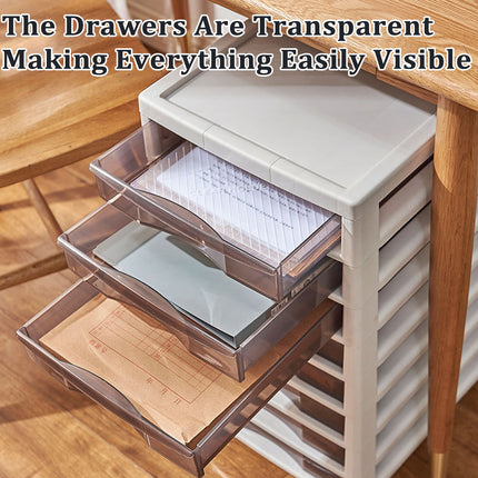 8/10 Tier Office Storage Transparent File Cabinet with Wheels Easy to Use AU