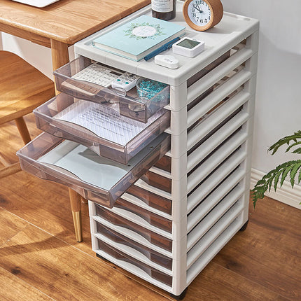 8/10 Tier Office Storage Transparent File Cabinet with Wheels Easy to Use AU