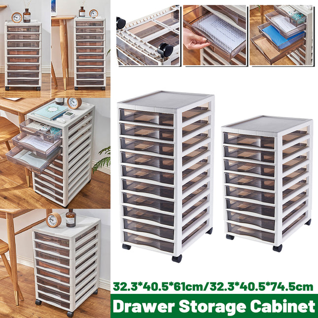 8/10 Tier Office Storage Transparent File Cabinet with Wheels Easy to Use AU