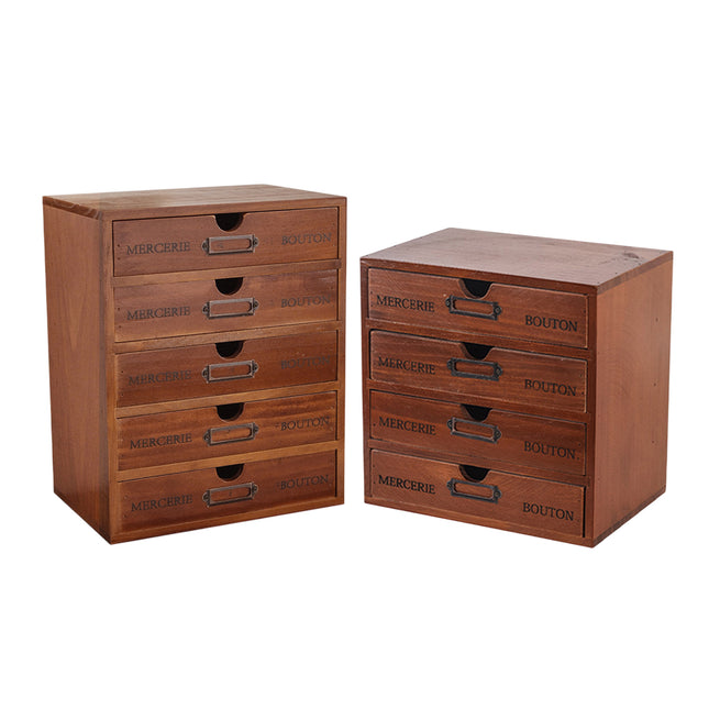 Solid Wood 4 or 5 Drawer Desktop Storage Box Organizer For Office Home Supplies