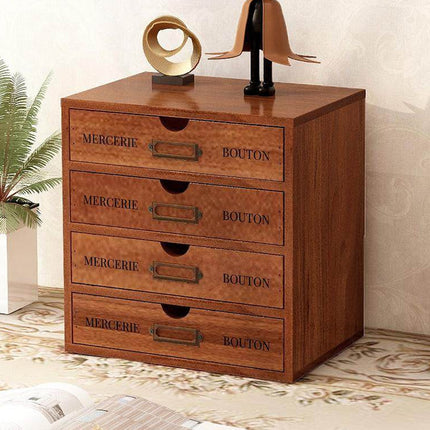 Solid Wood 4 or 5 Drawer Desktop Storage Box Organizer For Office Home Supplies