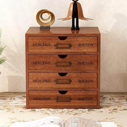 Solid Wood 4 or 5 Drawer Desktop Storage Box Organizer For Office Home Supplies