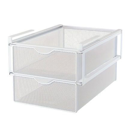 Under Mounted Storage Drawer with Double Layer Pull Out Basket Space Organizer