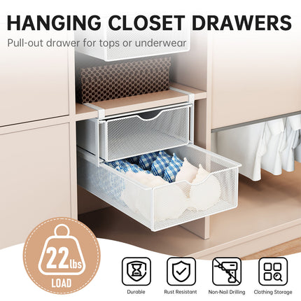 Under Mounted Storage Drawer with Double Layer Pull Out Basket Space Organizer