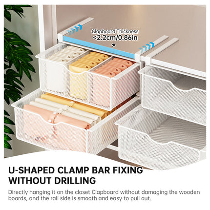 Under Mounted Storage Drawer with Double Layer Pull Out Basket Space Organizer