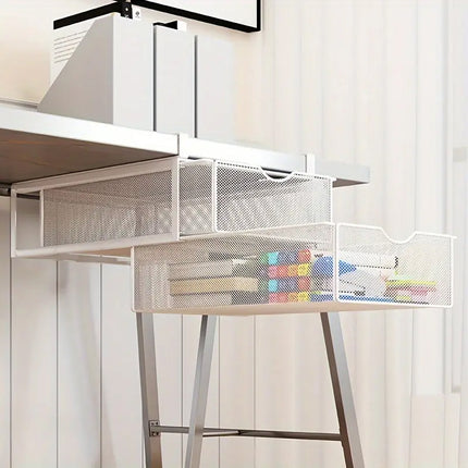 Under Mounted Storage Drawer with Double Layer Pull Out Basket Space Organizer