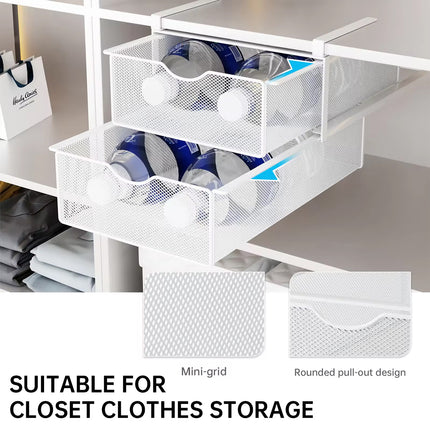 Under Mounted Storage Drawer with Double Layer Pull Out Basket Space Organizer