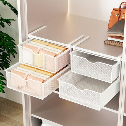 Under Mounted Storage Drawer with Double Layer Pull Out Basket Space Organizer