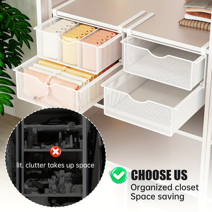 Under Mounted Storage Drawer with Double Layer Pull Out Basket Space Organizer