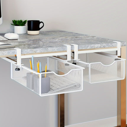 Office Desk Pull Out Hanging Basket Under Desk Storage Organizer for Stationery