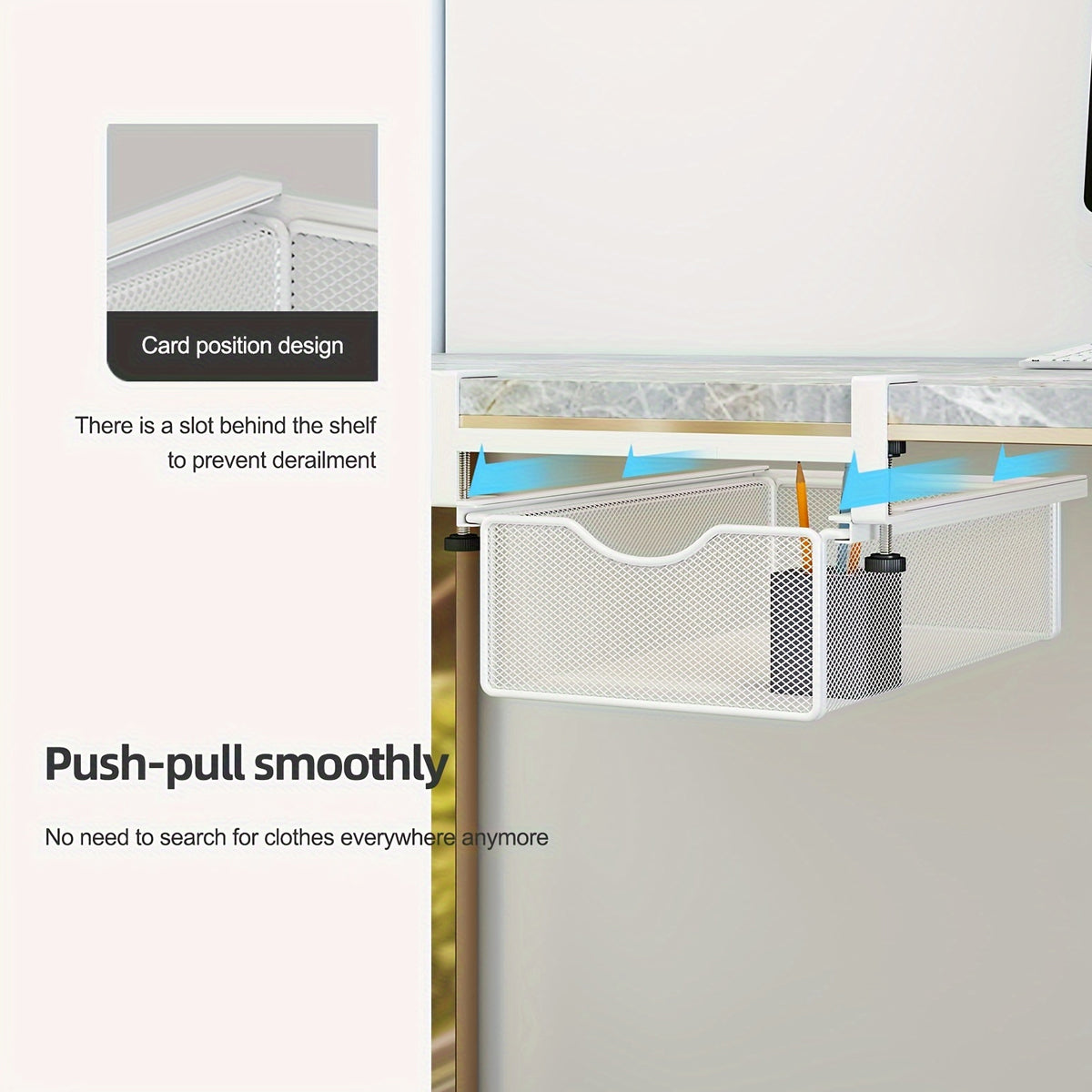 Under Desk Computer Baskets Office Desk Pull Out Hanging Basket Under Desk Storage Organizer for S ...
