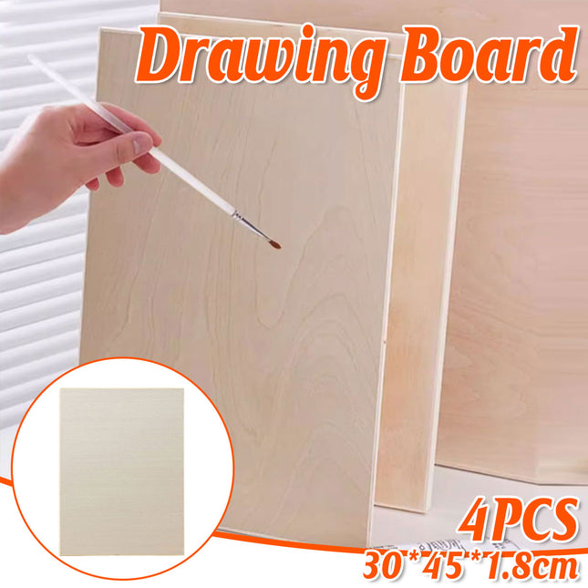 Drawing Board Set 4PCS Wooden Sketch Boards Artist Painting Panels For Studio
