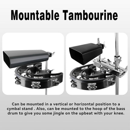 Double Row Hand Bell for Drum Set Professional Percussion Accessory Durable