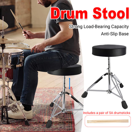 Adjustable Height Drum Throne Sturdy Stool For Jazz Drums Universal Use All Ages