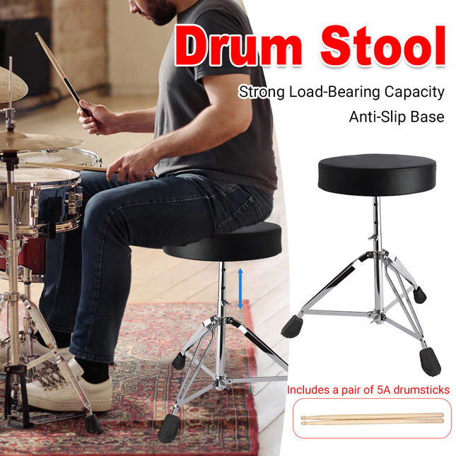 Adjustable Height Drum Throne Sturdy Stool For Jazz Drums Universal Use All Ages