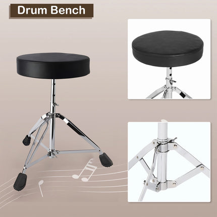 Adjustable Height Drum Throne Sturdy Stool For Jazz Drums Universal Use All Ages