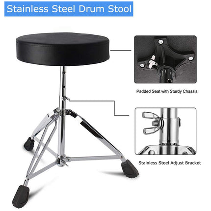 Adjustable Height Drum Throne Sturdy Stool For Jazz Drums Universal Use All Ages