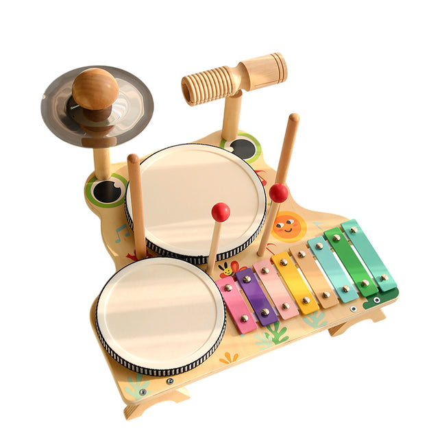 Children Wooden Multifunctional Drum Set Educational Musical Toy Durable Use