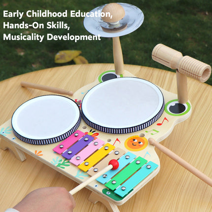 Children Wooden Multifunctional Drum Set Educational Musical Toy Durable Use