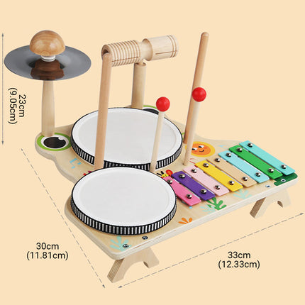 Children Wooden Multifunctional Drum Set Educational Musical Toy Durable Use