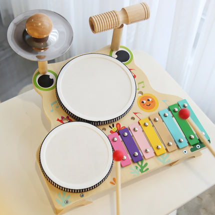 Children Wooden Multifunctional Drum Set Educational Musical Toy Durable Use