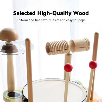 Children Wooden Multifunctional Drum Set Educational Musical Toy Durable Use