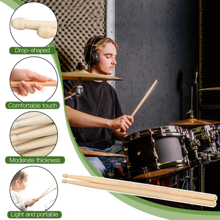 12 Pairs Drum 7A Professional Practice Solid Wood Drum Stick