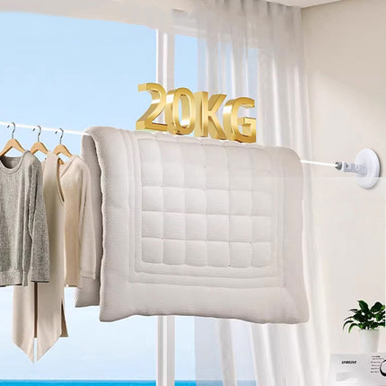 5m or 10m Wall-Mounted Suction Cup Clothesline Retractable Durable Sturdy Laundry