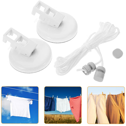 5m or 10m Wall-Mounted Suction Cup Clothesline Retractable Durable Sturdy Laundry