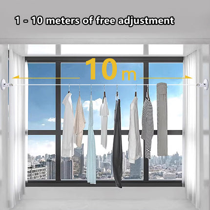 5m or 10m Wall-Mounted Suction Cup Clothesline Retractable Durable Sturdy Laundry