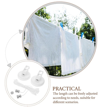 5m or 10m Wall-Mounted Suction Cup Clothesline Retractable Durable Sturdy Laundry