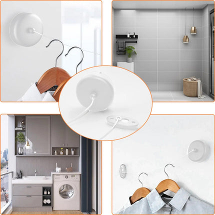 2.8m Length Stainless Steel Wall-Mounted Retractable Invisible Clothesline