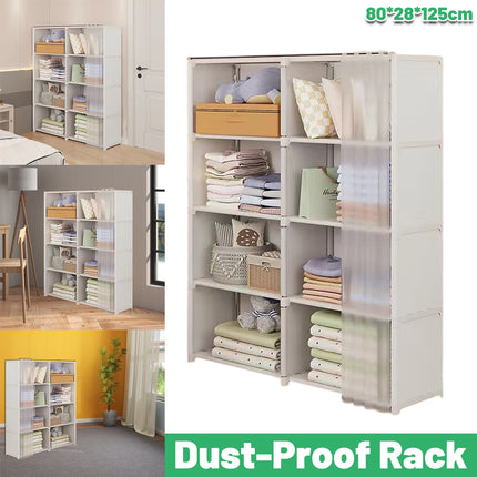 Multi-Layer Floor Standing Home Bookshelf Storage Rack Clothes Cabinet