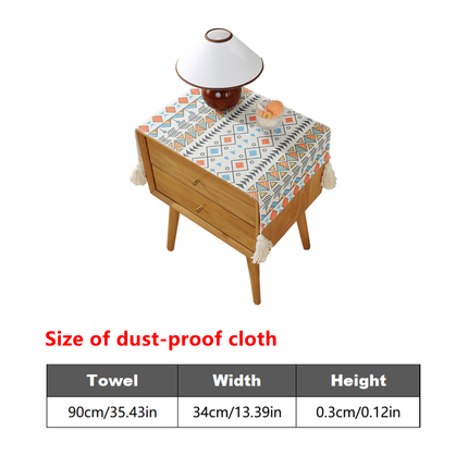 Bedside Table Cover Dustproof Tassel Tablecloth Decorative Nightstand Desk Protector