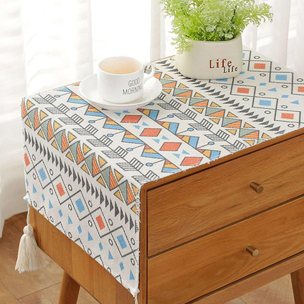 Bedside Table Cover Dustproof Tassel Tablecloth Decorative Nightstand Desk Protector
